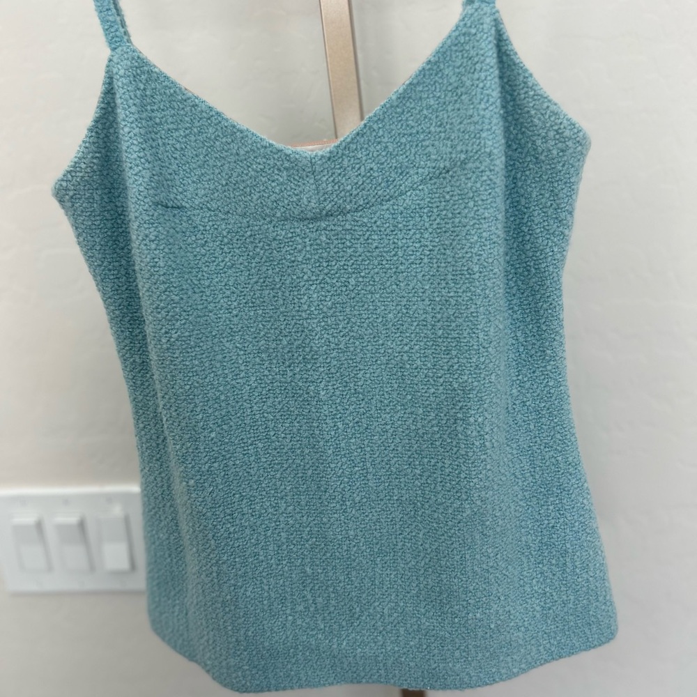St. John Wool Cashmere Blend Tank Top Blue - Picture 2 of 8